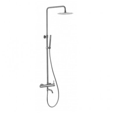 Braižyto aukso plieninis dušo stovas su snapu, rain shower set with bath spout Cherry, brushed gold 2