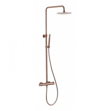 Braižyto aukso plieninis dušo stovas su snapu, rain shower set with bath spout Cherry, brushed gold 4