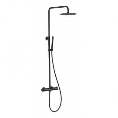 Braižyto aukso plieninis dušo stovas su snapu, rain shower set with bath spout Cherry, brushed gold 6