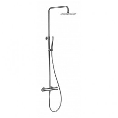 Braižyto aukso plieninis dušo stovas su snapu, rain shower set with bath spout Cherry, brushed gold 7