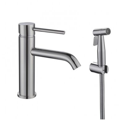 Braižyto plieno aukštas praustuvo maišytuvas su bidette,basin mixer with bidet Cherry, brushed steel