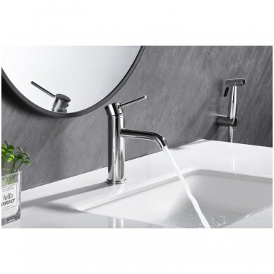 Braižyto plieno aukštas praustuvo maišytuvas su bidette,basin mixer with bidet Cherry, brushed steel 6