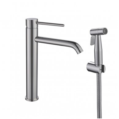 Braižyto plieno aukštas praustuvo maišytuvas su bidette,basin mixer with bidet Cherry, brushed steel 8