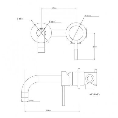 Braižyto plieno potinkinis praustuvo maišytuvas, built-in basin mixer Cherry, brushed steel RMX-CRR221-01 2