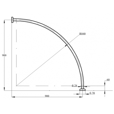 Karnizas dušo užuolaidai IDL vientisas 90*90cm 1