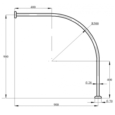 Karnizas dušo užuolaidai IDL vientisas 90*90cm 2