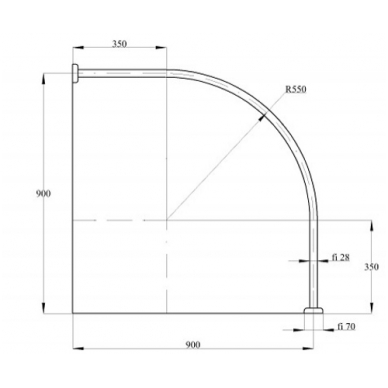 Karnizas dušo užuolaidai IDL vientisas 90*90cm 3