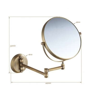 Kosmetinis veidrodis dvipusis didina 3 kart su led apšvietimu chromas, auksas, bronza, juodos spalvos 89401G 5