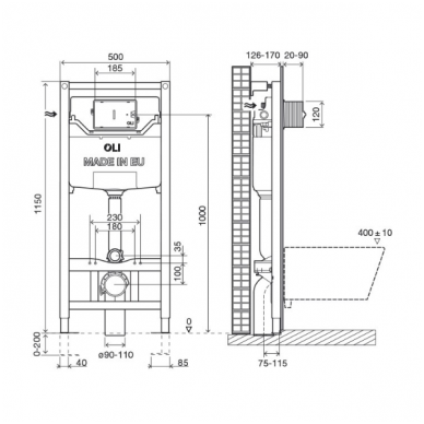 Potinkinis WC rėmas 115cm OLI120 universalus 1